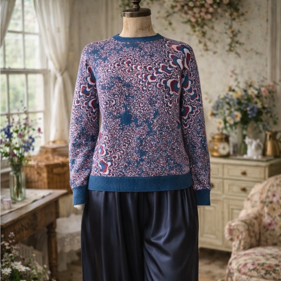 Sweaters - Vintage, blue, magenta, pink, psychedelic, abstract, pullover, sweater